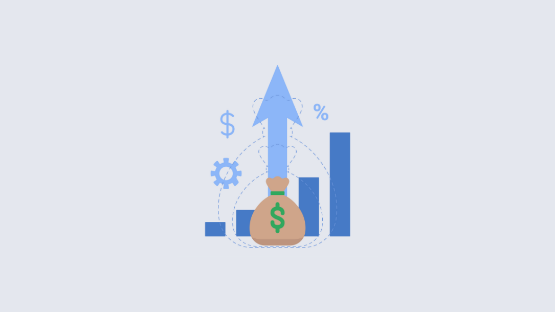 Illustration of a bag of money growing exponentially, representing the ROI of language translation services